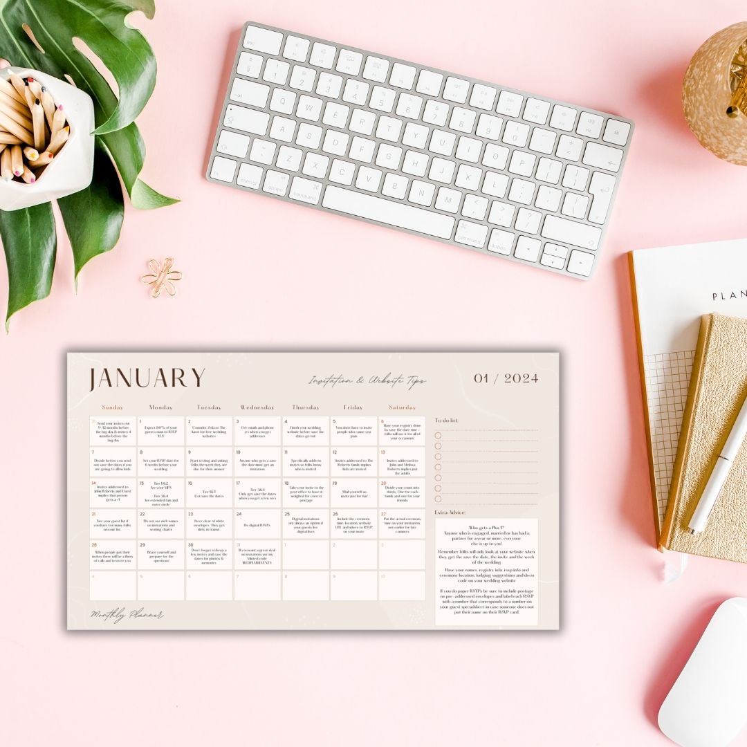 2024 Wedding Tip Calendar Downloadable PDF