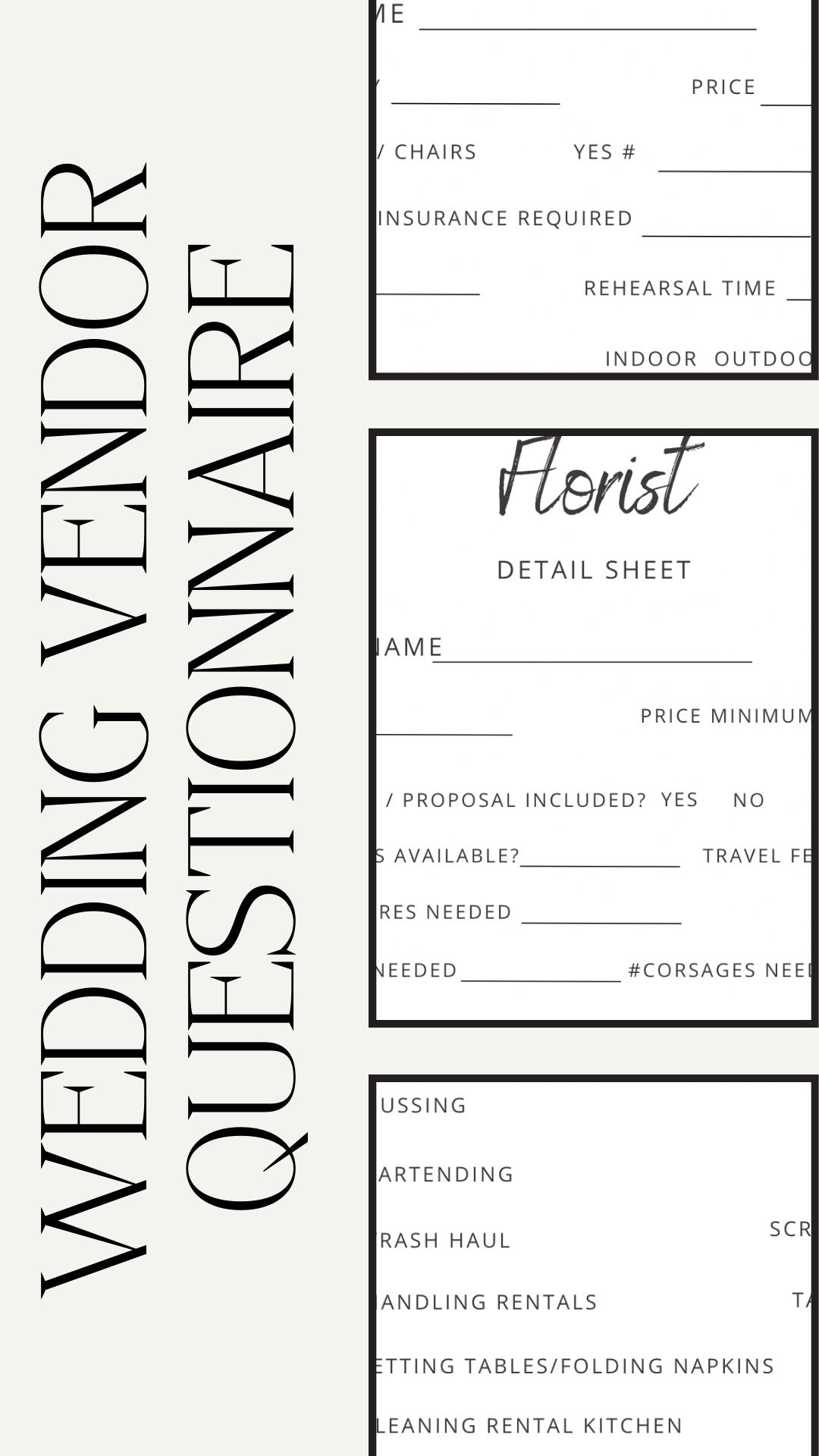 Wedding Vendor Questionnaire