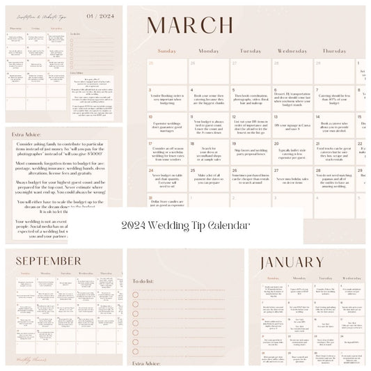 2024 Wedding Tip Calendar Downloadable PDF