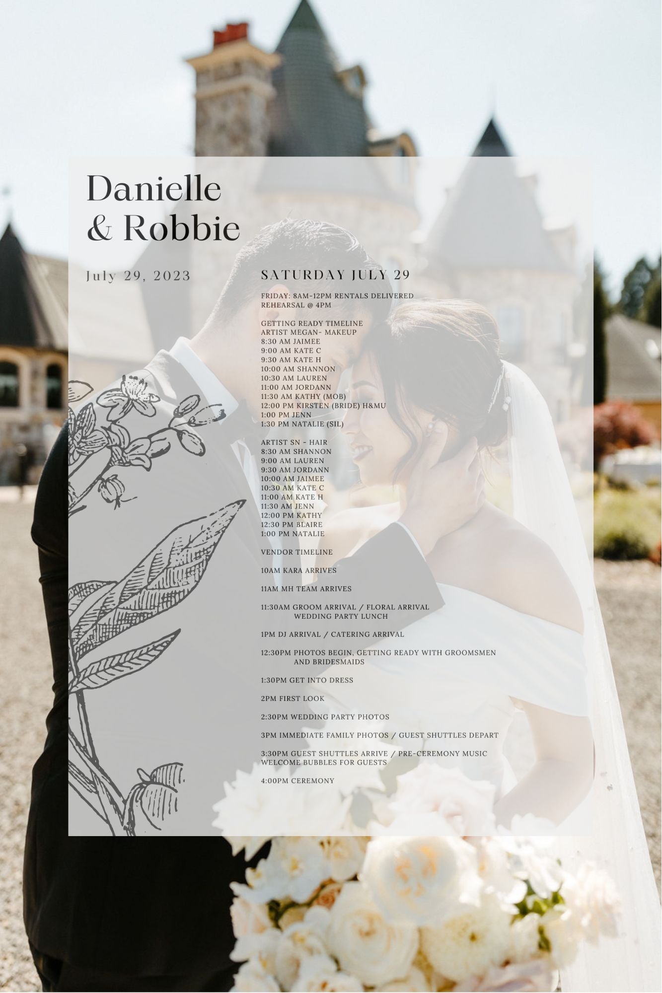 Wedding Timeline for $29