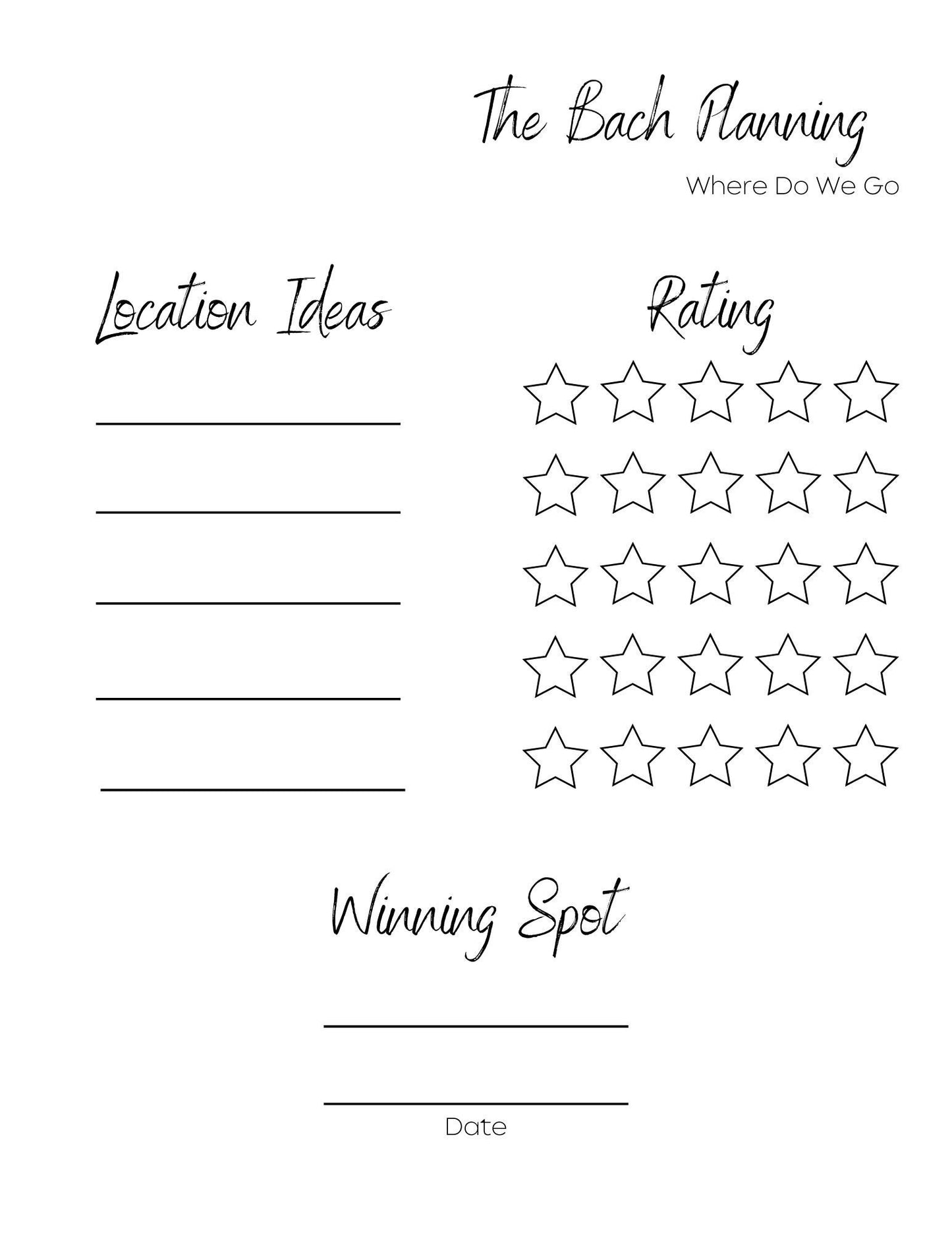 Bach Planning Rating Sheet